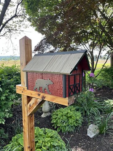 Woodland Silhouettes (Bear) by Stone Bridge | Handmade Wooden Mailbox, Bear Silhouette, Vinyl Shake Roof, Rustic Cabin Décor SB201S in Saudi Arabia