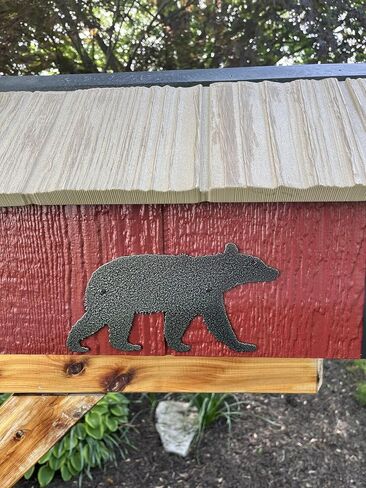Woodland Silhouettes (Bear) by Stone Bridge | Handmade Wooden Mailbox, Bear Silhouette, Vinyl Shake Roof, Rustic Cabin Décor SB201S in Saudi Arabia