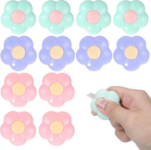 12 PCS MINI فائدة السكاكين السحابة والزهور على شكل مربع القاطع قابلة للسحب ، الظرف ورقة الافتتاح Carton Carton مع قواطع فن ثقب للمكتب والاستخدام المنزلي in Saudi Arabia