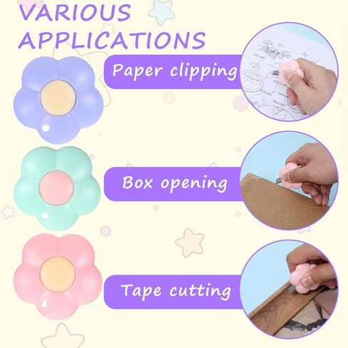12 PCS MINI فائدة السكاكين السحابة والزهور على شكل مربع القاطع قابلة للسحب ، الظرف ورقة الافتتاح Carton Carton مع قواطع فن ثقب للمكتب والاستخدام المنزلي in Saudi Arabia