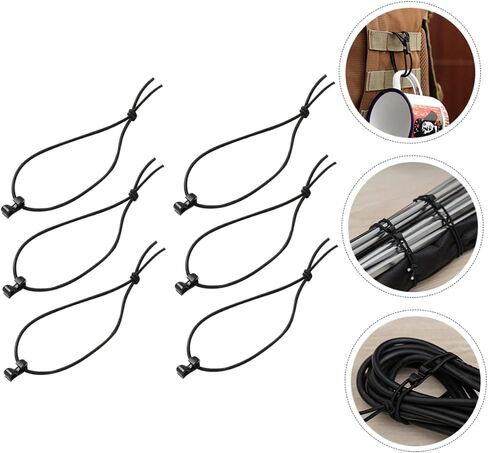 Uonlytech 15Pcs Elastic Strap Clips with Buckle Fasten Cords Multipurpose Elastic Fasten Strings for Camping Storage and Organization in Kuwait