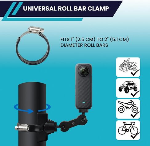 حامل هاتف CamKix BarGrip لقضبان UTV من جميع الأشكال - متوافق مع Polaris وCanAm وHonda وKawasaki وYamaha وWildcat - دوران 360 درجة لأقفاص 1"-2" RZR وملحقات الهواتف الذكية UTV in Kuwait