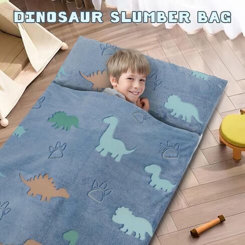 Kids Sleeping Bag Soft Plush Glowing Toddler Nap Mat with Pillow for Boys Girls Large Sleeping Mat for Daycare Preschool Kindergarten in Kuwait