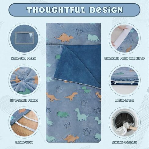 Kids Sleeping Bag Soft Plush Glowing Toddler Nap Mat with Pillow for Boys Girls Large Sleeping Mat for Daycare Preschool Kindergarten in Kuwait