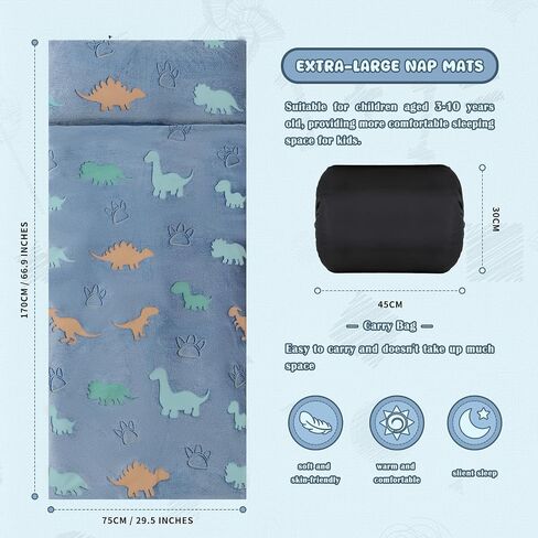 Kids Sleeping Bag Soft Plush Glowing Toddler Nap Mat with Pillow for Boys Girls Large Sleeping Mat for Daycare Preschool Kindergarten in Kuwait