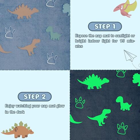 Kids Sleeping Bag Soft Plush Glowing Toddler Nap Mat with Pillow for Boys Girls Large Sleeping Mat for Daycare Preschool Kindergarten in Kuwait