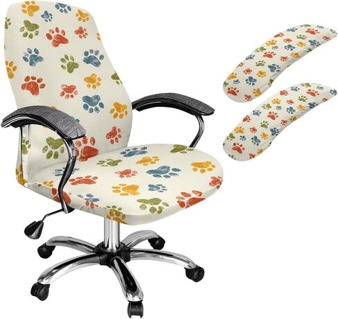 Butterfly Flower Printed 3 Pcs Office Chair Covers High Back Computer Chair Slipcovers with Armrest Covers, L in Saudi Arabia