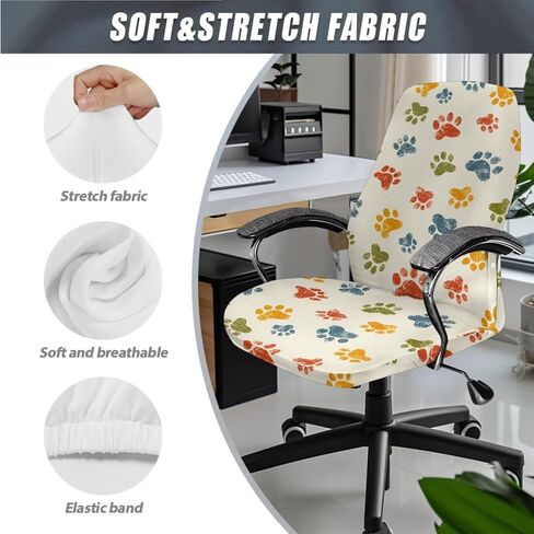 Butterfly Flower Printed 3 Pcs Office Chair Covers High Back Computer Chair Slipcovers with Armrest Covers, L in Saudi Arabia
