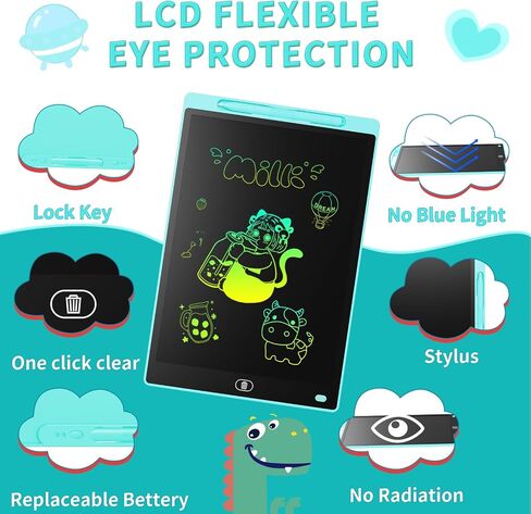 [2 Pack] Genialba LCD كتابة لوحة رسوبلات ملونة بحجم 8.5 بوصة ، وهدايا تودلر التعليمية للألعاب التعليمية للفتيات والفتيان البالغ من العمر 3-8 سنوات ، وسادة الرسم الإلكترونية للأطفال (Pink & Blue) in Kuwait