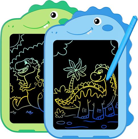 2 Pack LCD Writing Tablet for Kids, 6.5 Inch Colorful Doodle Board Drawing Tablet, Educational Kid Toys, Doodle Pad Dinosaur Toys for 3 4 5 6 7 8 Year Old Boys Girls in Kuwait