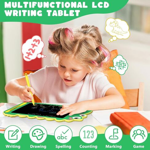 BKM LCD Writing Tablet for Kids, Educational Toddler Toys, Colorful Doodle Board Drawing Tablet with Screen Lock & Erase Button, Dinosaur Toys for Ages 3-8, Birthday Gifts for Boys Girls,8.5 inch in Saudi Arabia