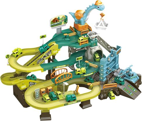 Toy Car Ramp Track ، Adventure Railcar Colorful Contraction Construction Play مجموعة مع 8 سيارات هدايا مسار للأطفال 3+ in Kuwait