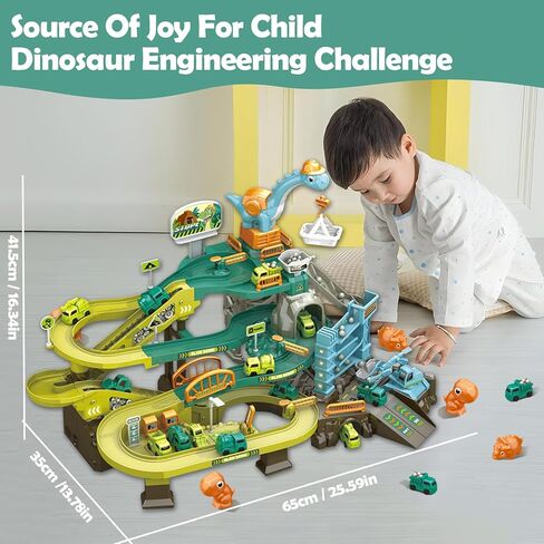 Toy Car Ramp Track ، Adventure Railcar Colorful Contraction Construction Play مجموعة مع 8 سيارات هدايا مسار للأطفال 3+ in Kuwait