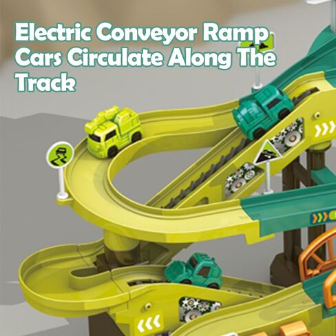 Toy Car Ramp Track ، Adventure Railcar Colorful Contraction Construction Play مجموعة مع 8 سيارات هدايا مسار للأطفال 3+ in Kuwait