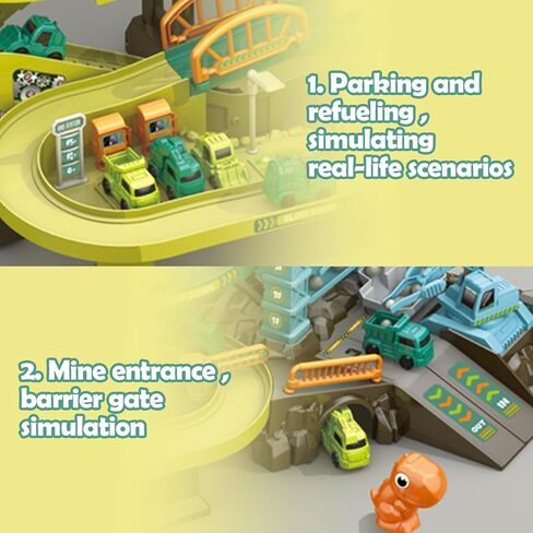 Toy Car Ramp Track ، Adventure Railcar Colorful Contraction Construction Play مجموعة مع 8 سيارات هدايا مسار للأطفال 3+ in Kuwait