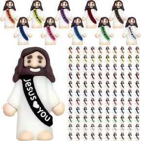 110 PCS Little Jesus Figures Bulk - Mini Jesus Loves You Figurines, Pocket Rubber Jesus Toys for Hide & Seek, Easter Egg Fillers, Sunday School Baptism Gifts & Religious Party Favors (11 Colors) in Saudi Arabia