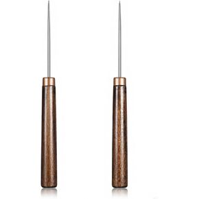 2Pcs Leather Awl Punch Tool Scratch Awl Tool Wooden Handle Scratch Awls Punch Tailors Leather Scratches Awls for Punching Stitching Sewing Slender Hole Punches in Kuwait