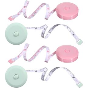 4 Pack Retractable Tape Measure 60inch/150cm Soft Body Waist Measuring Tape Tailor Sewing Cloth Fabric Measurement Digital Tapes, Mini Pocket Measuring Tapes Green, Pink in Kuwait