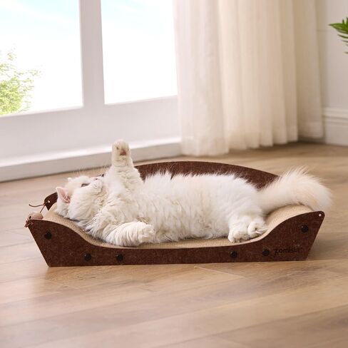 سرير Cat Scratcher - 26 '' لوحة خدش من الورق المقوى للقطط الداخلية ، وأريكة خدش التسكع العظمي مع النعناع الريبي والأجراس in Kuwait