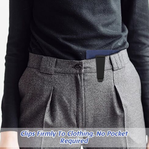 Money Clip, RFID Belt Wallet Travel Wallet Blocking Clip Pocket for Cards Pickpocket Hidden Clips Stash Credit Card Holder Compact Thin Anti-Theft for Traveling(Black) in Kuwait