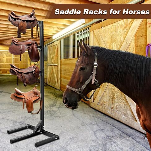 Abbylike 4 Tier Saddle Rack للخيول ، 6.38 قدم وسادة السرج الثقيلة حامل ثقيلة بطانية تخزين Tack Stage in Saudi Arabia