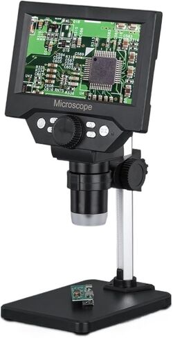 G5 10MP 1-1000X HD المجهر الرقمي الصناعي HD مع حامل من الألومنيوم البلاستيكي/سبيكة الألومنيوم و 5.5 "LCD (W al البلاستيك) in Kuwait