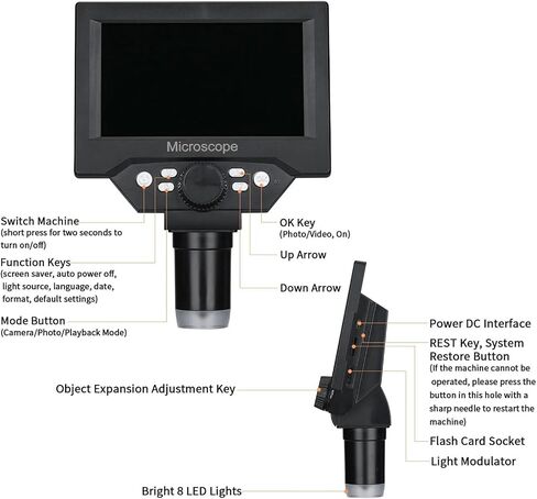 G5 10MP 1-1000X HD المجهر الرقمي الصناعي HD مع حامل من الألومنيوم البلاستيكي/سبيكة الألومنيوم و 5.5 "LCD (W al البلاستيك) in Kuwait