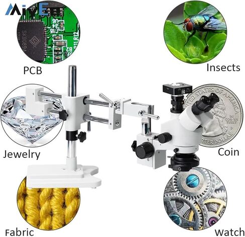 41mp 3.5x 90x Simul-Focal Boom Stand Stand Trinocular Stereo Zoom HDMI COMPATICAL USB Camera 2K 144 LED ضوء in Kuwait