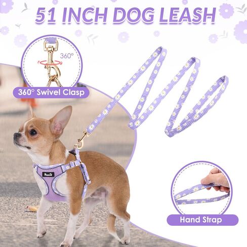 Lukovee No Pull Puppy Harness and Leash Set - Soft Lightweight Escape Proof Puppy Vest Harness, Breathable Adjustable Pet Harness with Dog Leash for Small Dogs (Purple, XXS) in Saudi Arabia
