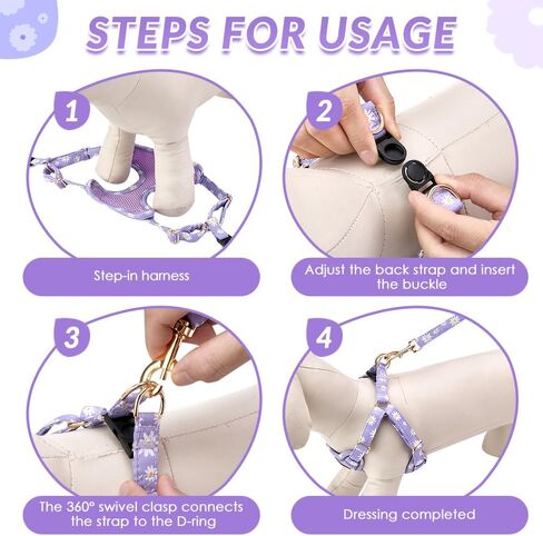 Lukovee No Pull Puppy Harness and Leash Set - Soft Lightweight Escape Proof Puppy Vest Harness, Breathable Adjustable Pet Harness with Dog Leash for Small Dogs (Purple, XXS) in Saudi Arabia