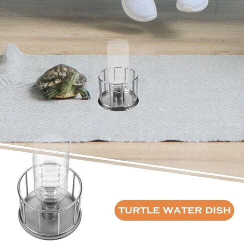 Toyvian Turtle Water Dish Stainless Steel Feeding Basin for Tortoises and Reptiles Easy to Use Water Feeder Prevents Splashing for Home and Pet Stores in Saudi Arabia