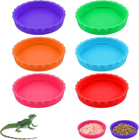6 Pcs Gecko Feeding Cups,Silicone Crested Gecko Food and Water Bowl,Reptile Feeding Cups for Geckos,Isopods,Lizards,Tarantula,Small Pets,Easy Clean & 6 Colors in Kuwait