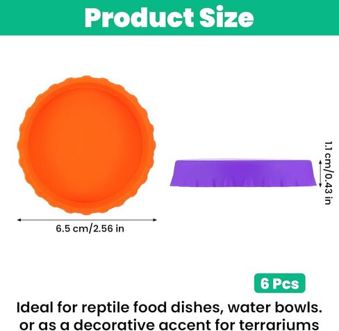 6 Pcs Gecko Feeding Cups,Silicone Crested Gecko Food and Water Bowl,Reptile Feeding Cups for Geckos,Isopods,Lizards,Tarantula,Small Pets,Easy Clean & 6 Colors in Kuwait