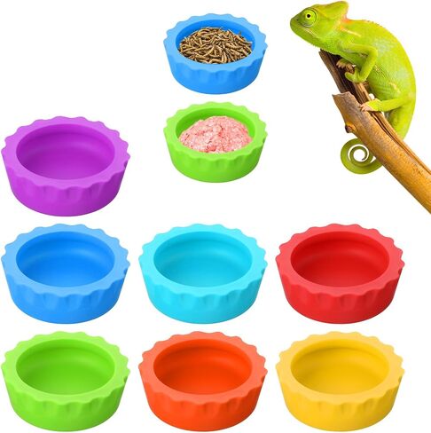 7pcs Crested Gecko Food Dish,Silicone Cup for Crested Gecko,Silicone Cresteds Geckos Food and Water Bowl,Tarantula, Isopods, Lizards, Small Pets, Easy Clean & 7 Colors in Saudi Arabia