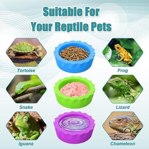 7pcs Crested Gecko Food Dish,Silicone Cup for Crested Gecko,Silicone Cresteds Geckos Food and Water Bowl,Tarantula, Isopods, Lizards, Small Pets, Easy Clean & 7 Colors in Saudi Arabia