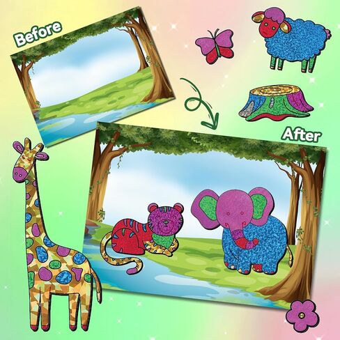 Halloween Crafts for Kids Foil Art No Mess Foil Craft Toy for Kids Ages 4 5 6 7 8 9 10, DIY Activity Kit with Spooky Ghosts, Pumpkins & Bats,Halloween Party Favors Toys & Games for Boys and Girls in Saudi Arabia