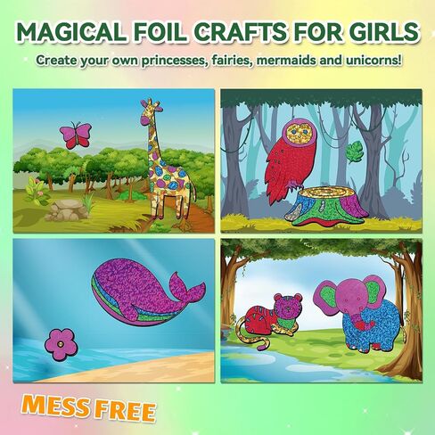 Halloween Crafts for Kids Foil Art No Mess Foil Craft Toy for Kids Ages 4 5 6 7 8 9 10, DIY Activity Kit with Spooky Ghosts, Pumpkins & Bats,Halloween Party Favors Toys & Games for Boys and Girls in Saudi Arabia