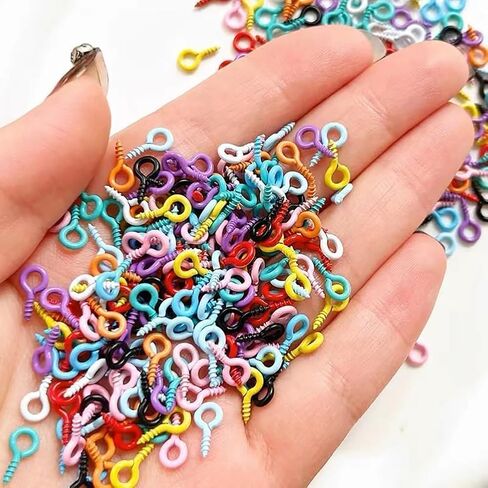200Pcs Colorful Small Screw Eye Pins, Eye Screw Clasps, Jewelry Eye Hooks, Self Tapping Screws, Mini Hoop Pegs, Craft Eyelets for DIY Jewelry Making Eye Pins, Arts, Crafts and Sewing in Saudi Arabia
