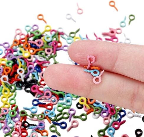 200Pcs Colorful Small Screw Eye Pins, Eye Screw Clasps, Jewelry Eye Hooks, Self Tapping Screws, Mini Hoop Pegs, Craft Eyelets for DIY Jewelry Making Eye Pins, Arts, Crafts and Sewing in Saudi Arabia