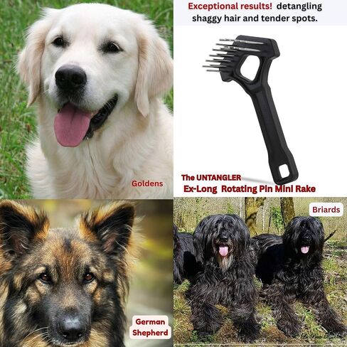 Undercoat Mini-Rakes for Effective Dematting and Grooming Dogs and Cats has V-Shape Head and Double Row, Stainless-Steel Rotating Teeth (Extra-Long Tooth Mini Rake) in Kuwait