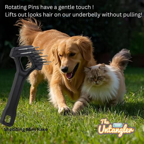 Undercoat Mini-Rakes for Effective Dematting and Grooming Dogs and Cats has V-Shape Head and Double Row, Stainless-Steel Rotating Teeth (Extra-Long Tooth Mini Rake) in Kuwait