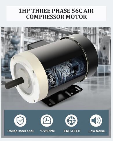 محرك كهربائي 1HP 1725 دورة في الدقيقة للأغراض العامة محرك ثلاثي الطور 56C إطار 5/8 بوصة قطر العمود غلاف فولاذي مدرفل 60 هرتز 230 فولت/460 فولت TEFC in Kuwait