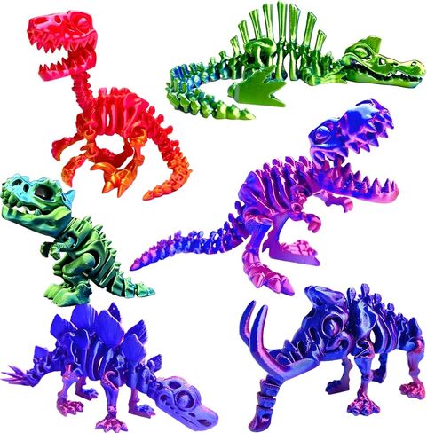 6pcs هياكل عظمية للديناصورات المطبوعة ثلاثية الأبعاد ، T-rex triceratops Stegosaurus Velociraptor Spinosaurus Toys ، ألعاب حيوانات التنين المطبوعة ثلاثية الأبعاد ، لعبة Dragon Fidget Toy Kids ، ألعاب ديناصور للأطفال 5-7 هدايا مكتبية in Kuwait