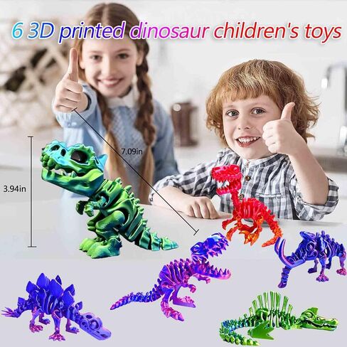 6pcs هياكل عظمية للديناصورات المطبوعة ثلاثية الأبعاد ، T-rex triceratops Stegosaurus Velociraptor Spinosaurus Toys ، ألعاب حيوانات التنين المطبوعة ثلاثية الأبعاد ، لعبة Dragon Fidget Toy Kids ، ألعاب ديناصور للأطفال 5-7 هدايا مكتبية in Kuwait