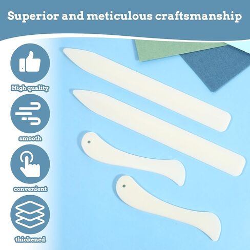 4 Pcs Bone Folders, Crease Makers Scoring Tool Creaser Set Folding Scoring Burnishing Crafting Scrapbooking Tool Plastic Bone Folder Paper Creaser for Paper Crafts, Bookbinding, Leather Craft in Saudi Arabia