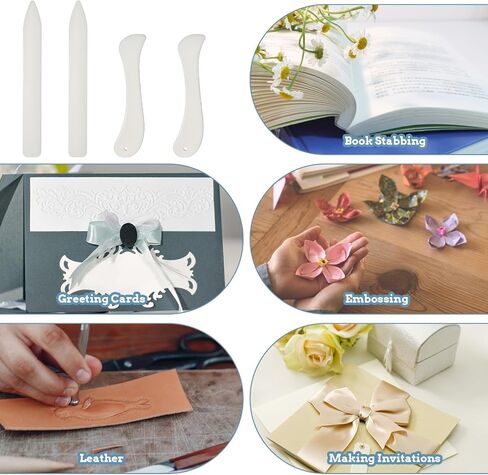 4 Pcs Bone Folders, Crease Makers Scoring Tool Creaser Set Folding Scoring Burnishing Crafting Scrapbooking Tool Plastic Bone Folder Paper Creaser for Paper Crafts, Bookbinding, Leather Craft in Saudi Arabia