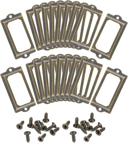 uxcell Metal Label Holders, 83x30mm 40pcs File Name Card Tag Label Holder Frame for Office Library Drawer Cabinet Shelves, Copper Tone in Saudi Arabia