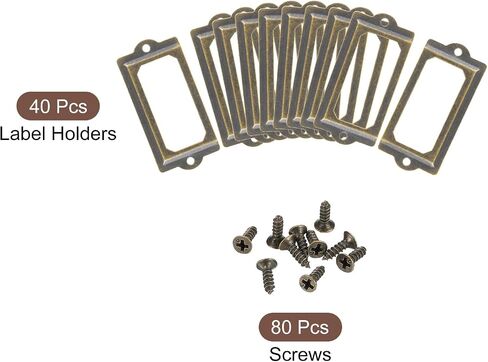 uxcell Metal Label Holders, 83x30mm 40pcs File Name Card Tag Label Holder Frame for Office Library Drawer Cabinet Shelves, Copper Tone in Saudi Arabia