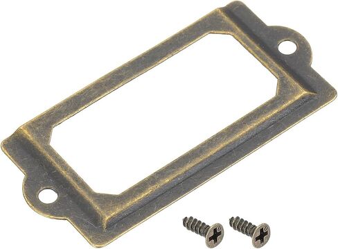 uxcell Metal Label Holders, 83x30mm 40pcs File Name Card Tag Label Holder Frame for Office Library Drawer Cabinet Shelves, Copper Tone in Saudi Arabia