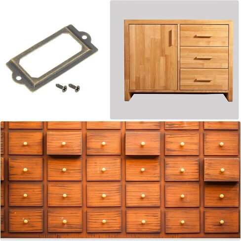 uxcell Metal Label Holders, 83x30mm 40pcs File Name Card Tag Label Holder Frame for Office Library Drawer Cabinet Shelves, Copper Tone in Saudi Arabia